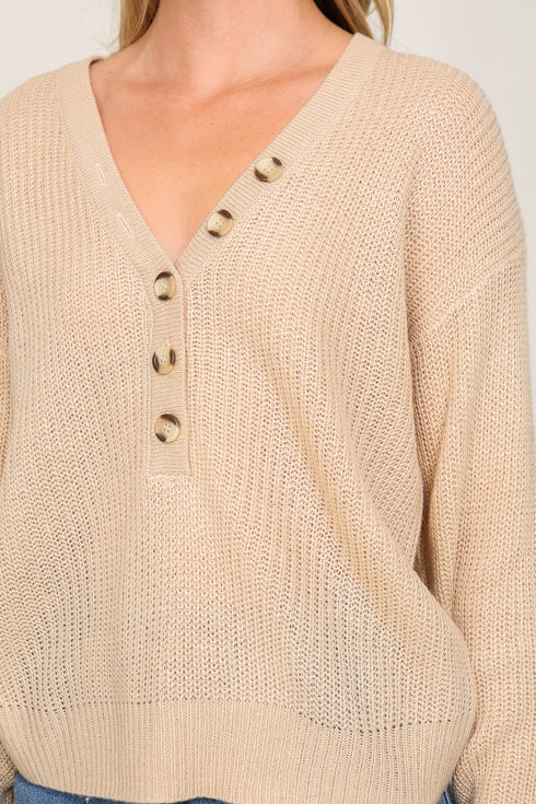 COZY FRONT BUTTON SWEATER